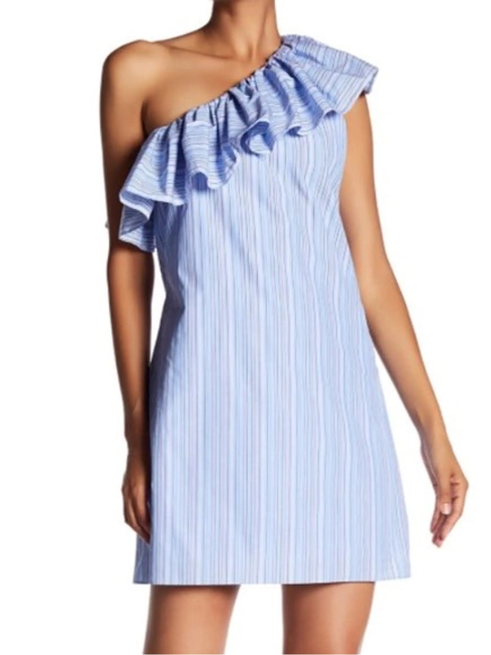 Parker Off Shoulder Striped Mini Dress M Cotton Preppy Collegiate Coastal Women